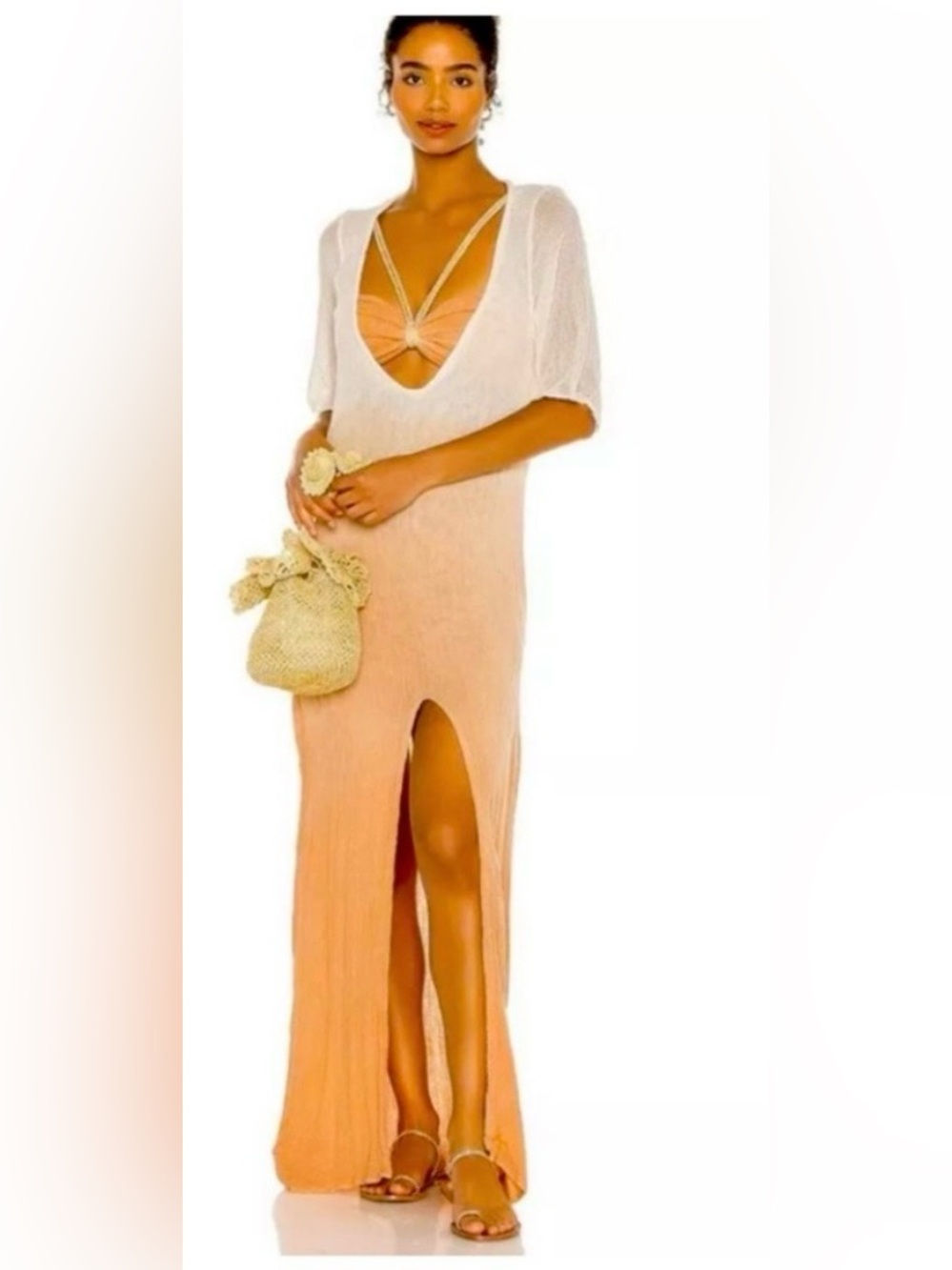 Jen's Pirate Booty White and Peach Two-Tone Maxi Dress